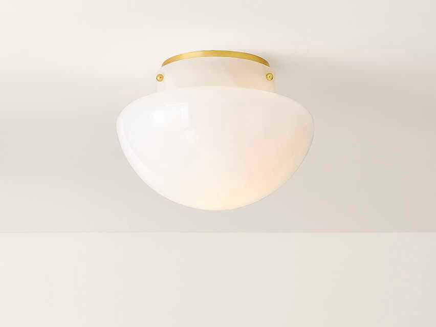 Mitzi 1-Light Aged Brass White Flush Mount