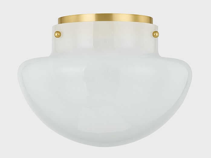 Mitzi 1-Light Aged Brass White Flush Mount