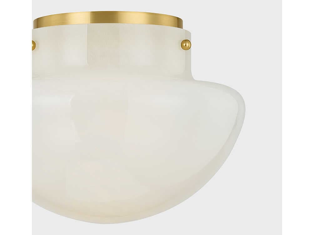 Mitzi 1-Light Aged Brass White Flush Mount