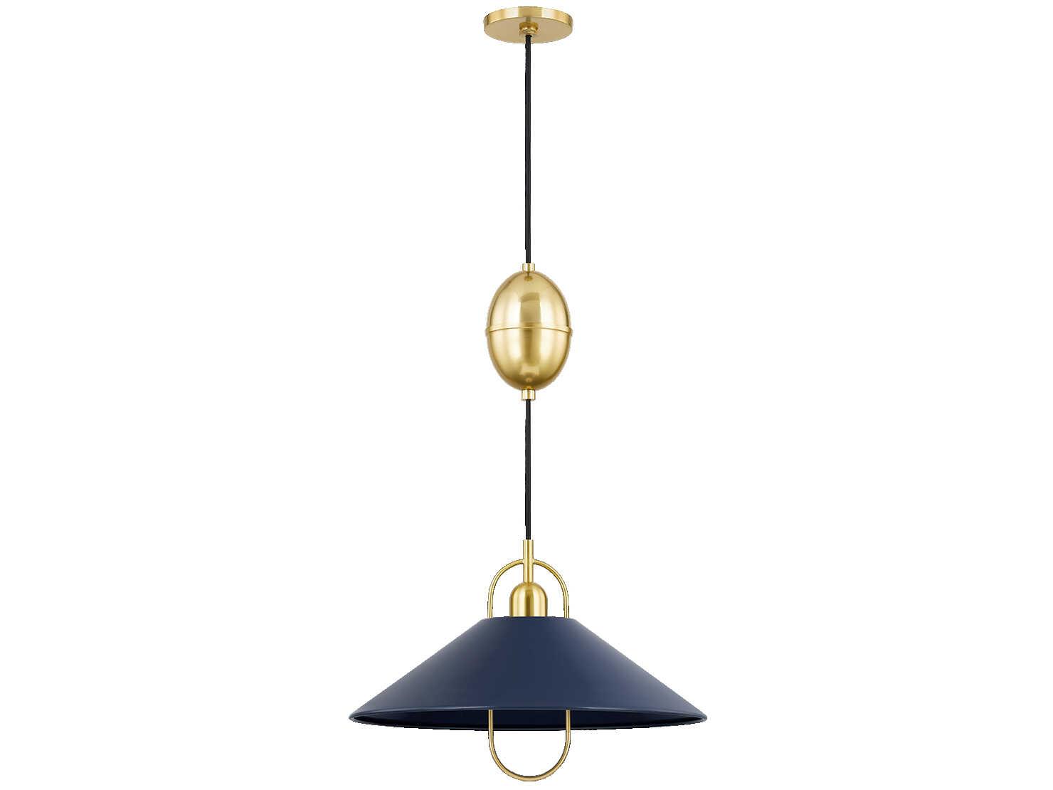 Mitzi Mariel 1-Light Aged Brass Soft Navy Blue Pendant