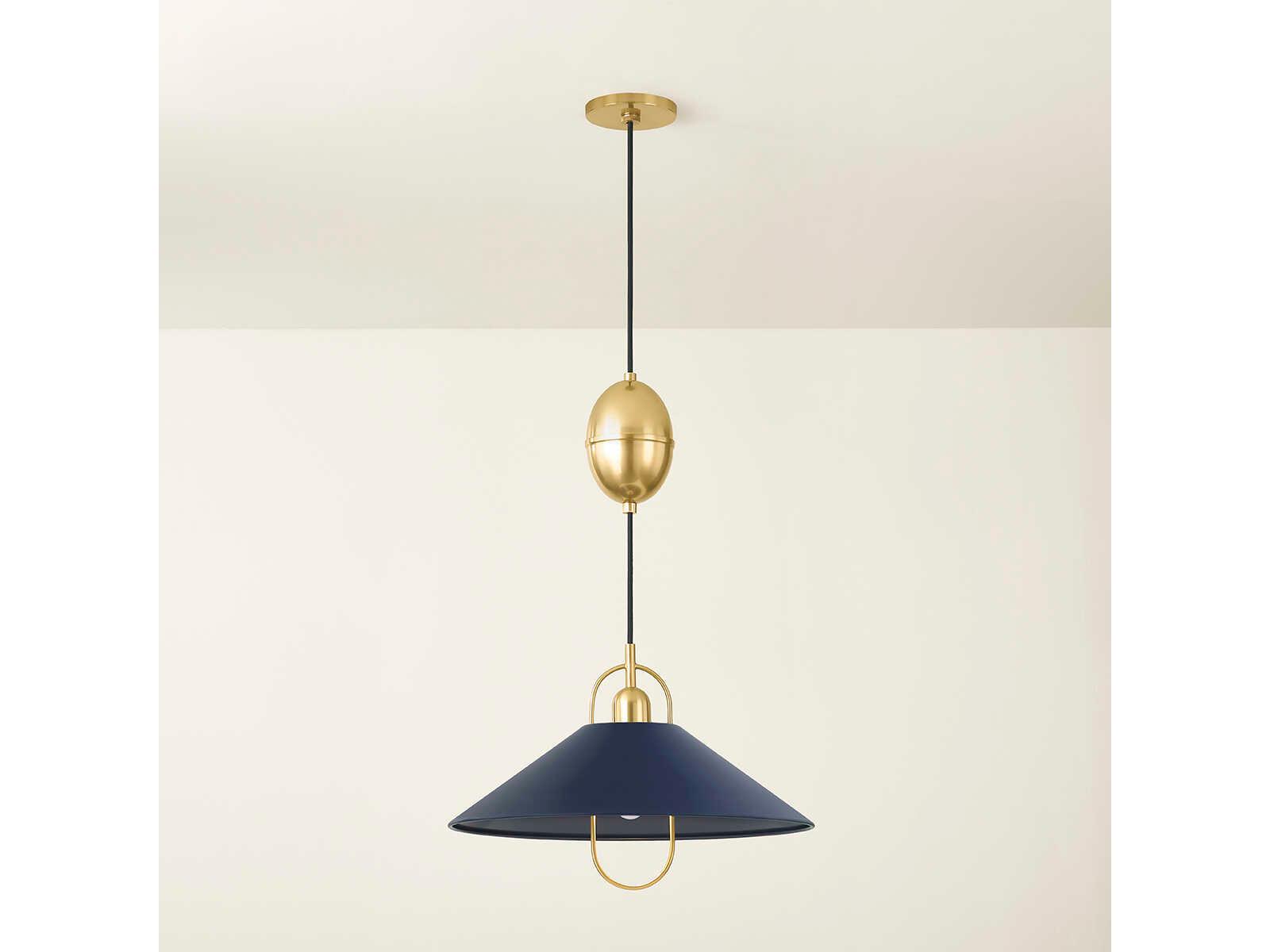 Mitzi Mariel 1-Light Aged Brass Soft Navy Blue Pendant
