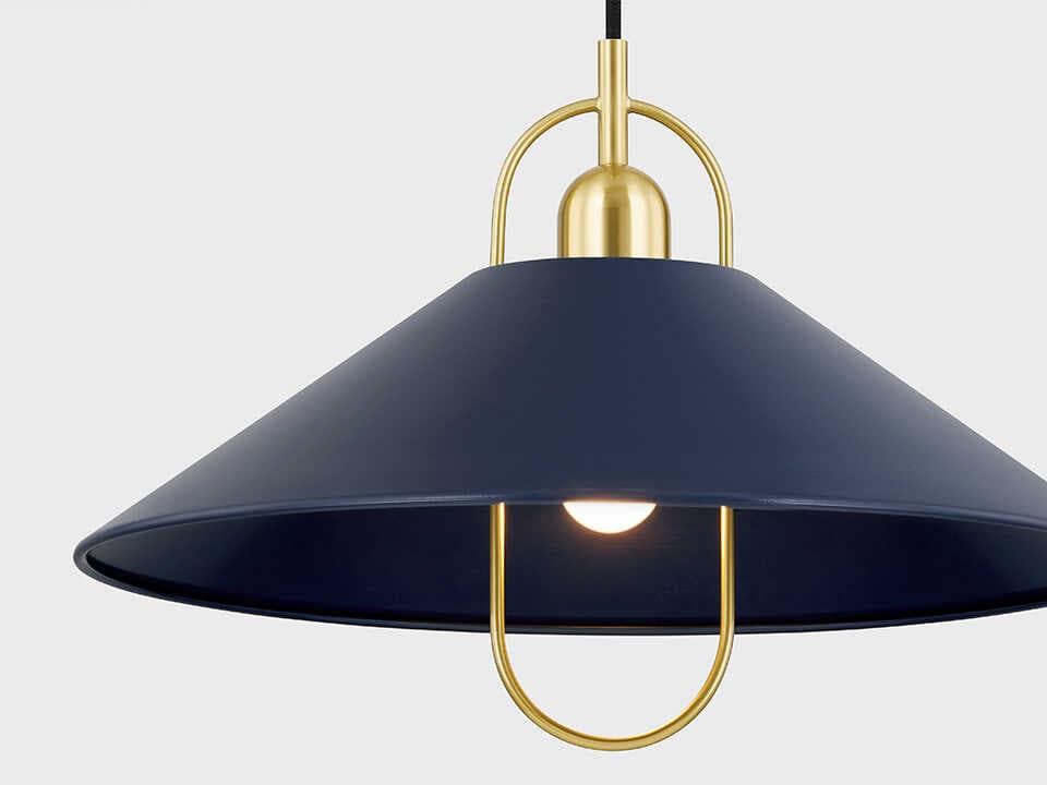 Mitzi Mariel 1-Light Aged Brass Soft Navy Blue Pendant