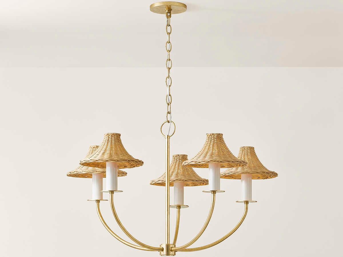 Mitzi Twila 5-Light Vintage Gold Leaf Candelabra Chandelier