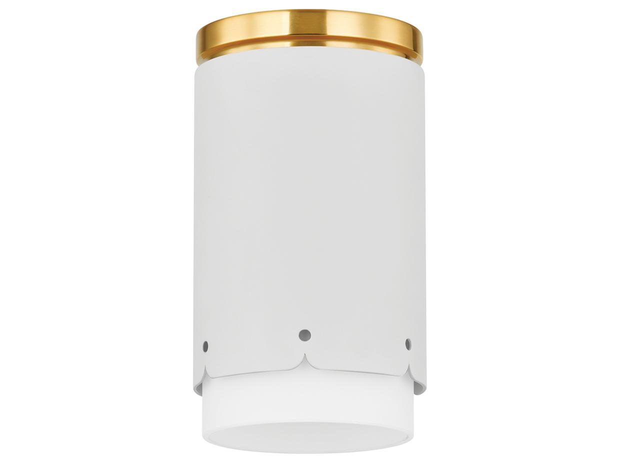 Mitzi Asa 1-Light Aged Brass Soft White Cylinder Flush Mount