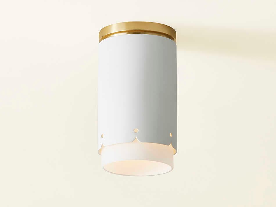 Mitzi Asa 1-Light Aged Brass Soft White Cylinder Flush Mount