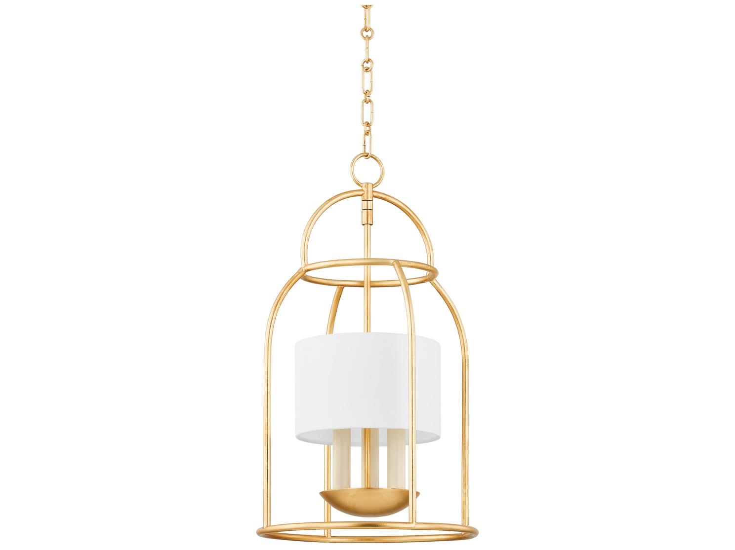 Mitzi Delia 3-Light Vintage Gold Leaf Lantern Mini Pendant