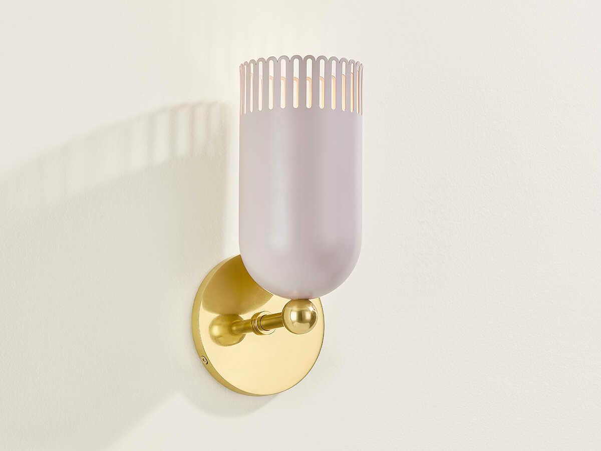 Mitzi Liba 1-Light Aged Brass Soft Peignoir White Wall Sconce
