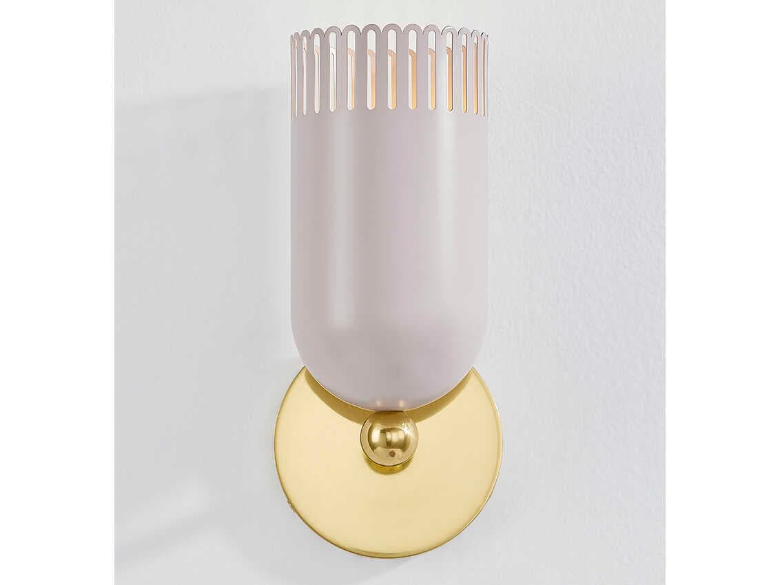 Mitzi Liba 1-Light Aged Brass Soft Peignoir White Wall Sconce