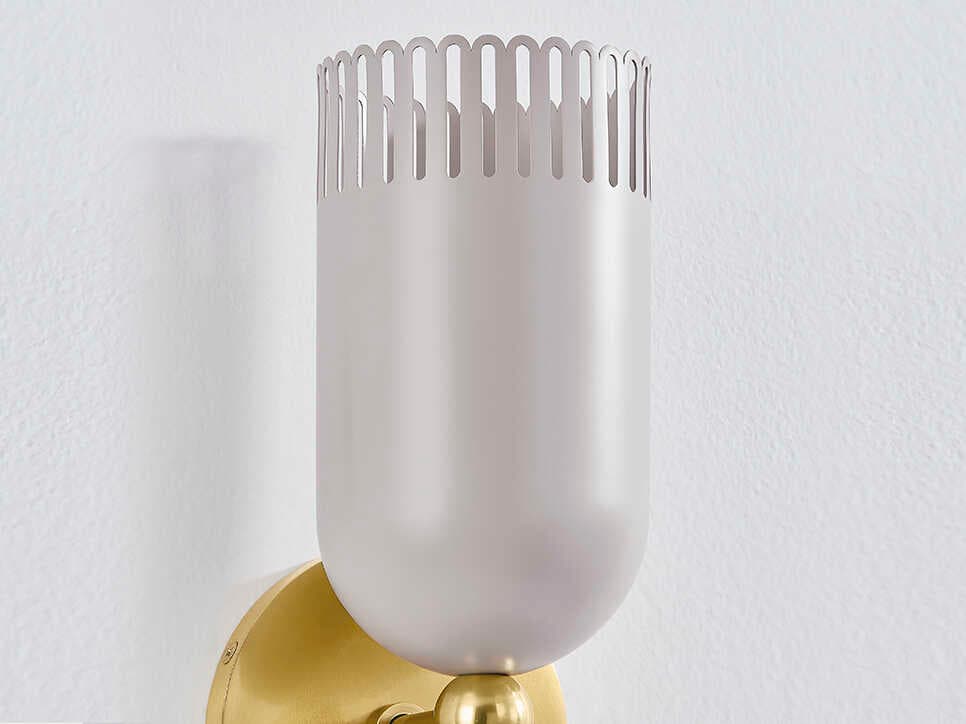 Mitzi Liba 1-Light Aged Brass Soft Peignoir White Wall Sconce