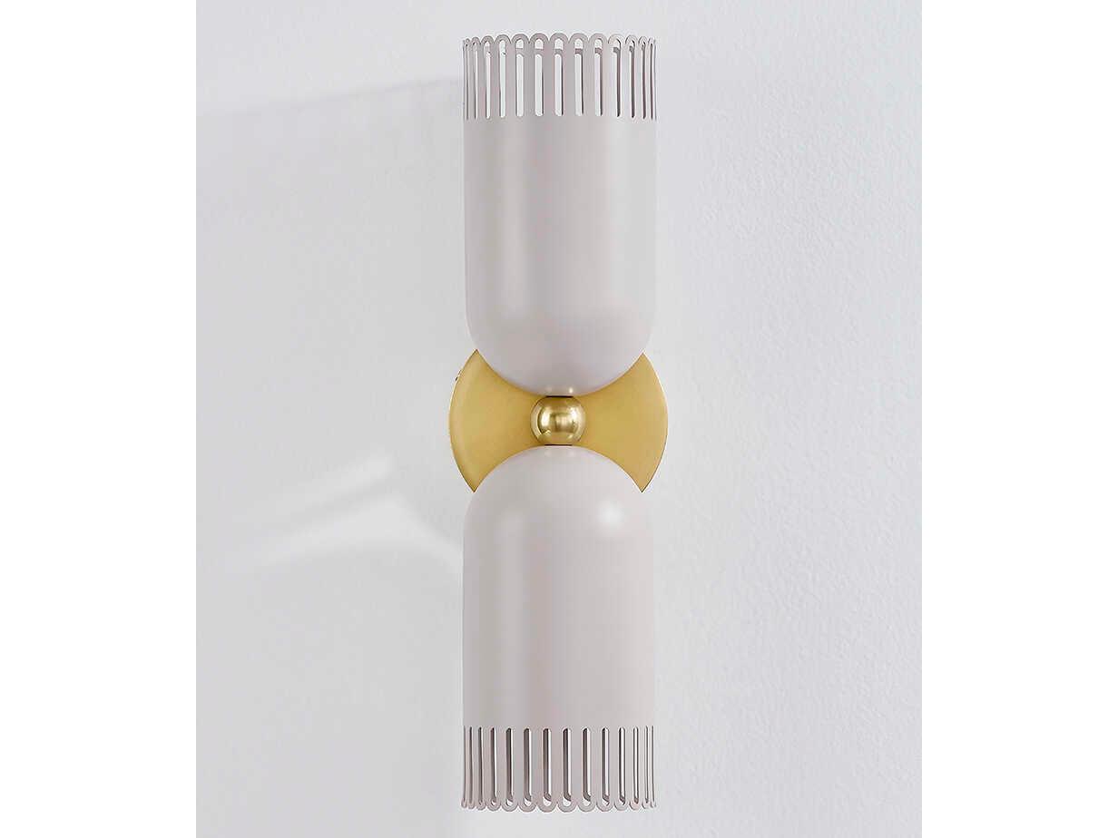 Mitzi Liba 2-Light Aged Brass Soft Peignoir White Wall Sconce
