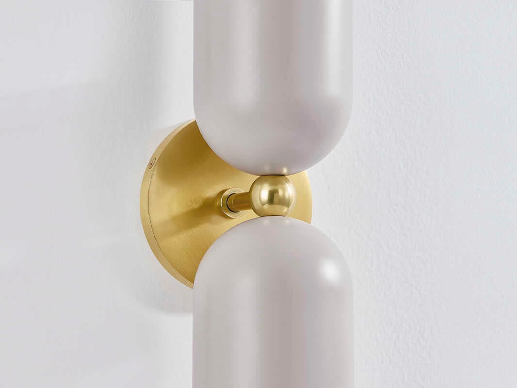 Mitzi Liba 2-Light Aged Brass Soft Peignoir White Wall Sconce