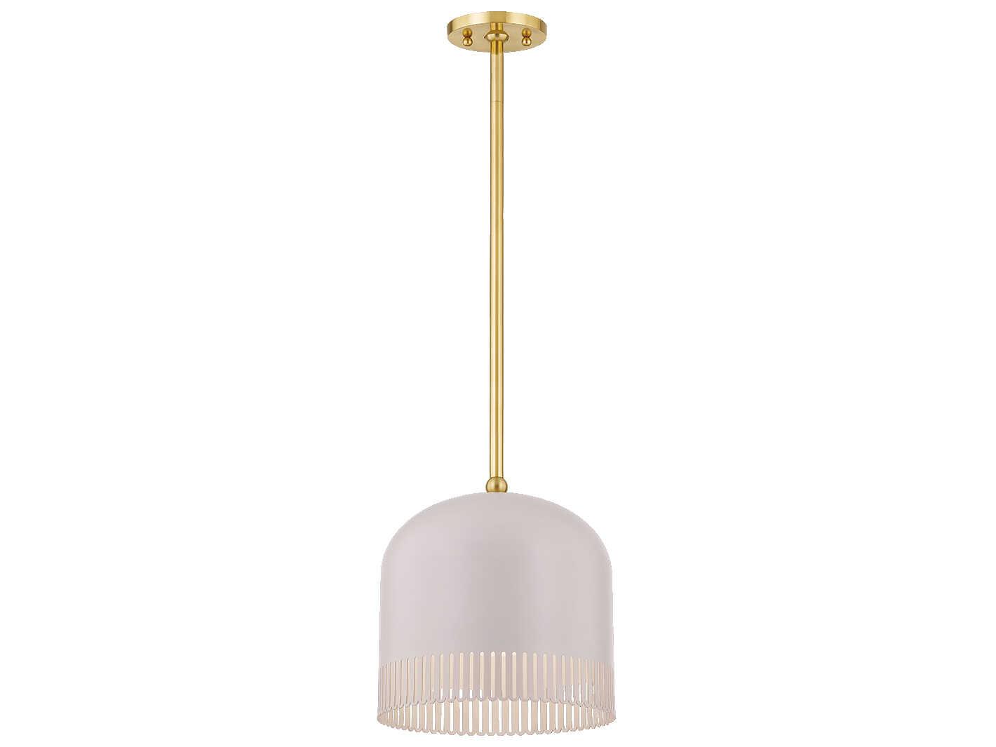 Mitzi Liba 1-Light Aged Brass Soft Peignoir White Mini Pendant