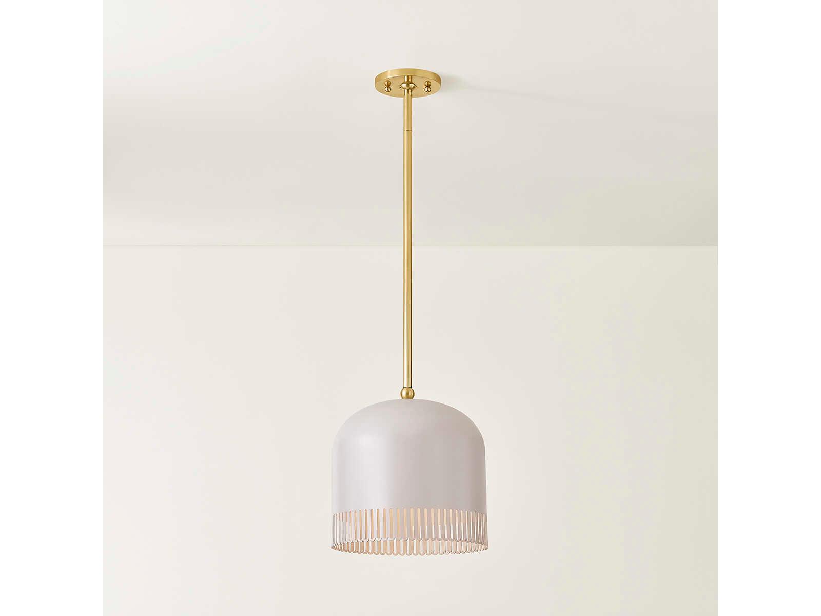 Mitzi Liba 1-Light Aged Brass Soft Peignoir White Mini Pendant