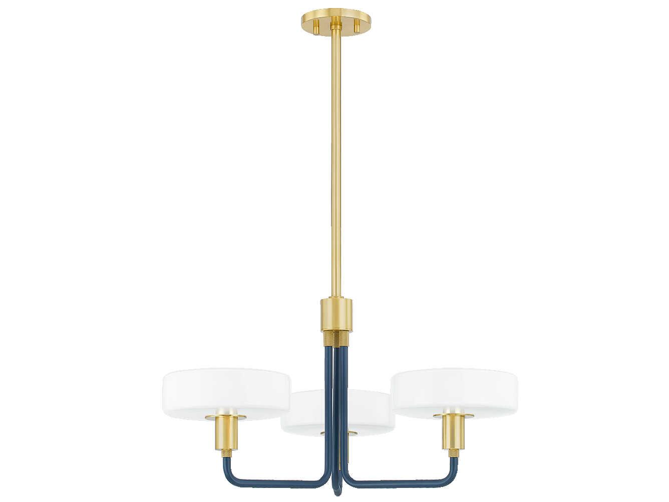 Mitzi Aston 3-Light Aged Brass Slate Blue Candelabra Chandelier