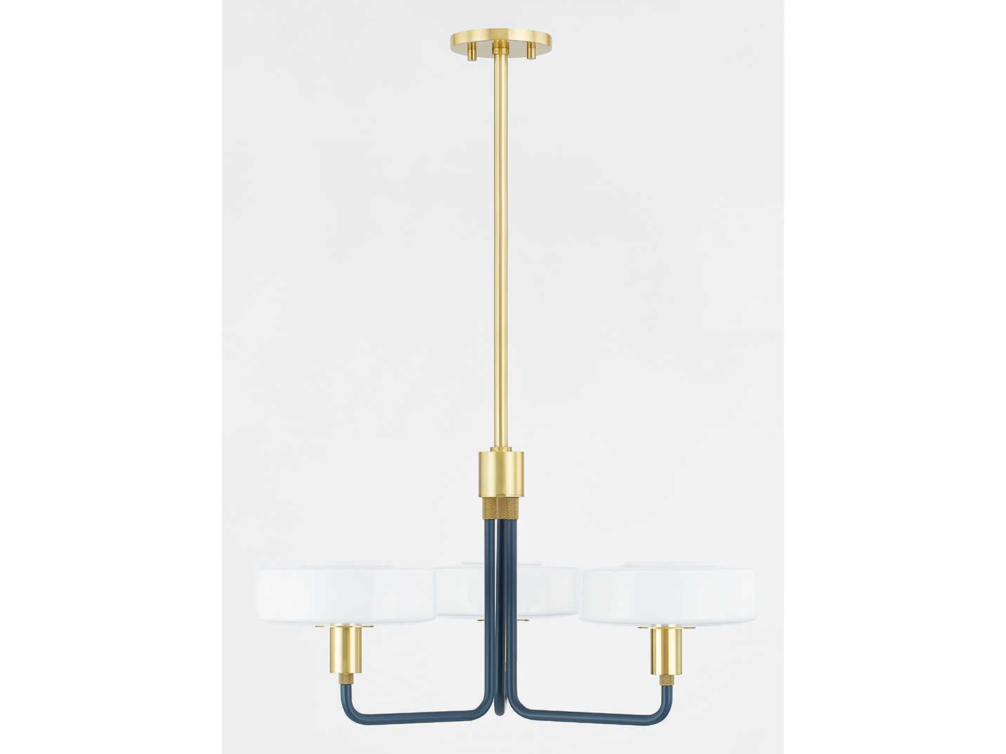Mitzi Aston 3-Light Aged Brass Slate Blue Candelabra Chandelier