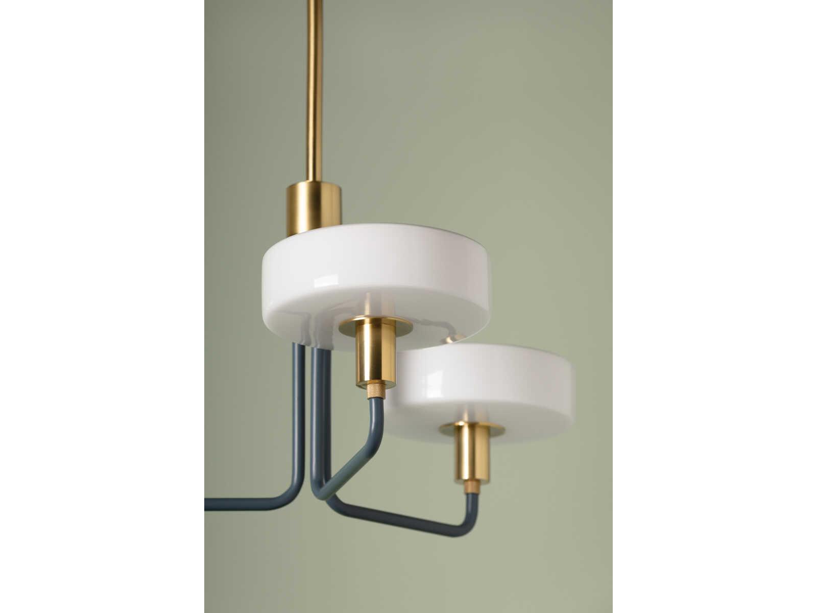 Mitzi Aston 3-Light Aged Brass Slate Blue Candelabra Chandelier