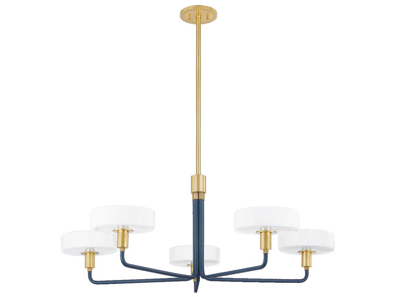 Mitzi Aston 5-Light Aged Brass Slate Blue Chandelier