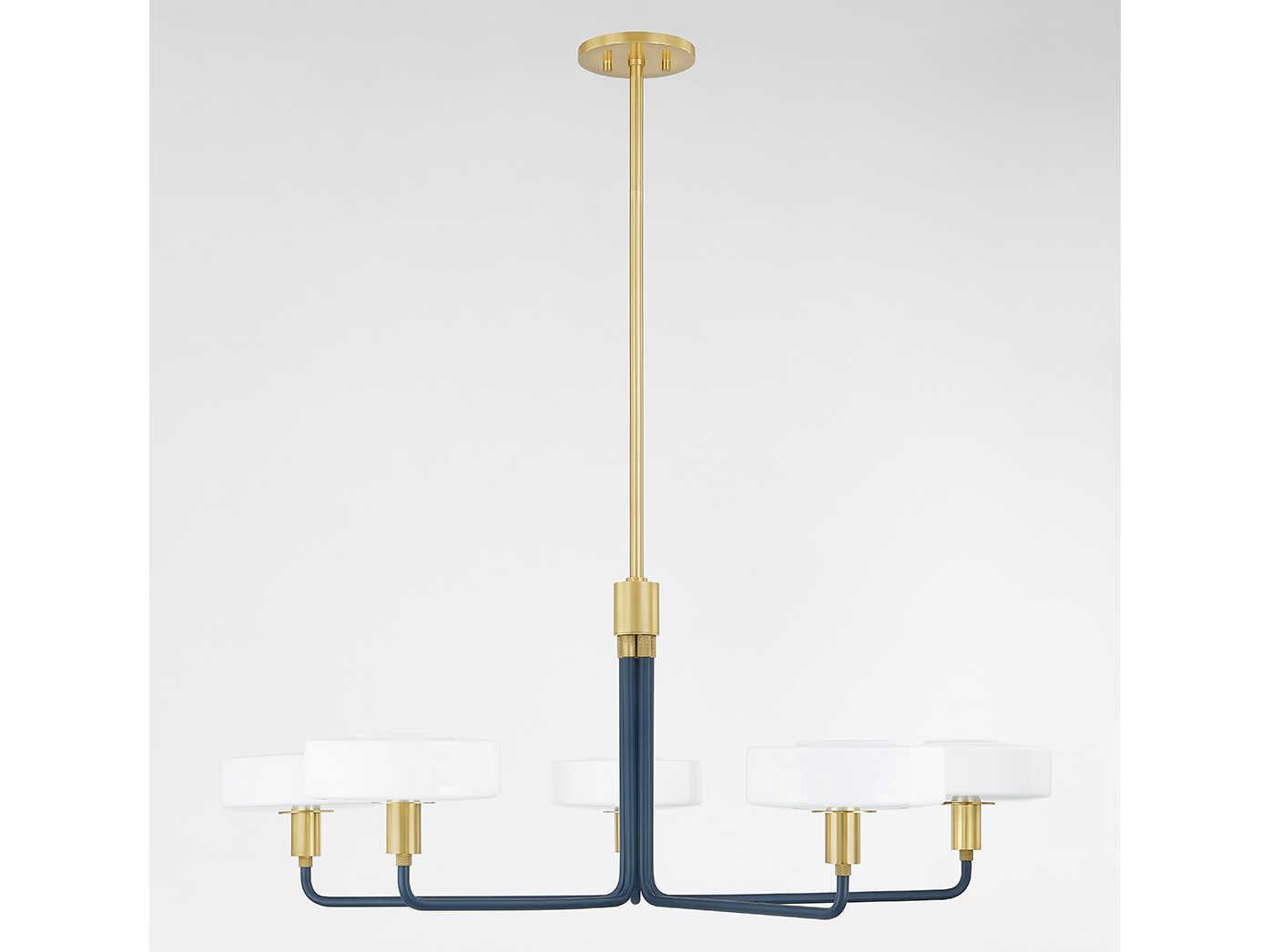 Mitzi Aston 5-Light Aged Brass Slate Blue Chandelier
