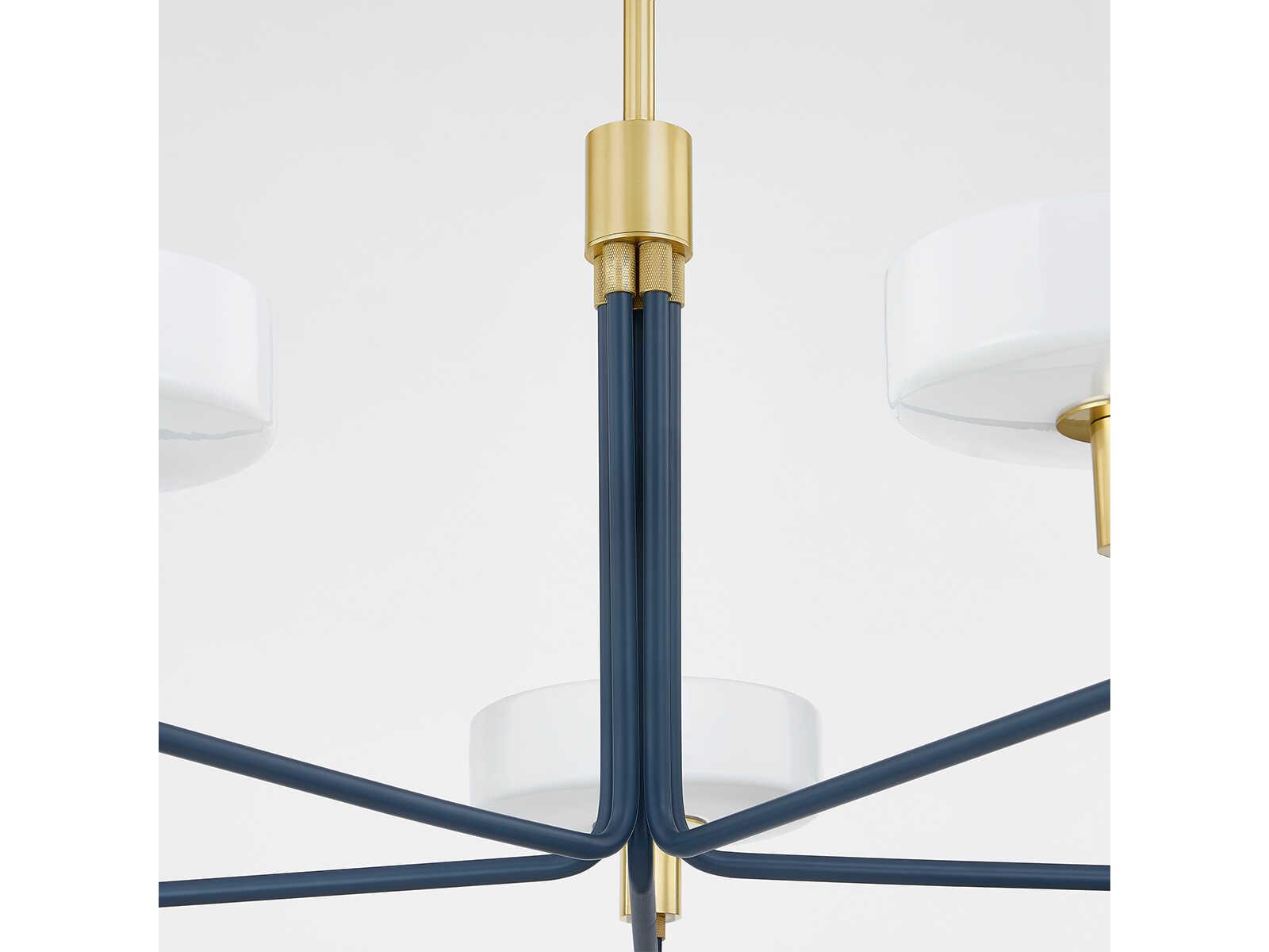 Mitzi Aston 5-Light Aged Brass Slate Blue Chandelier