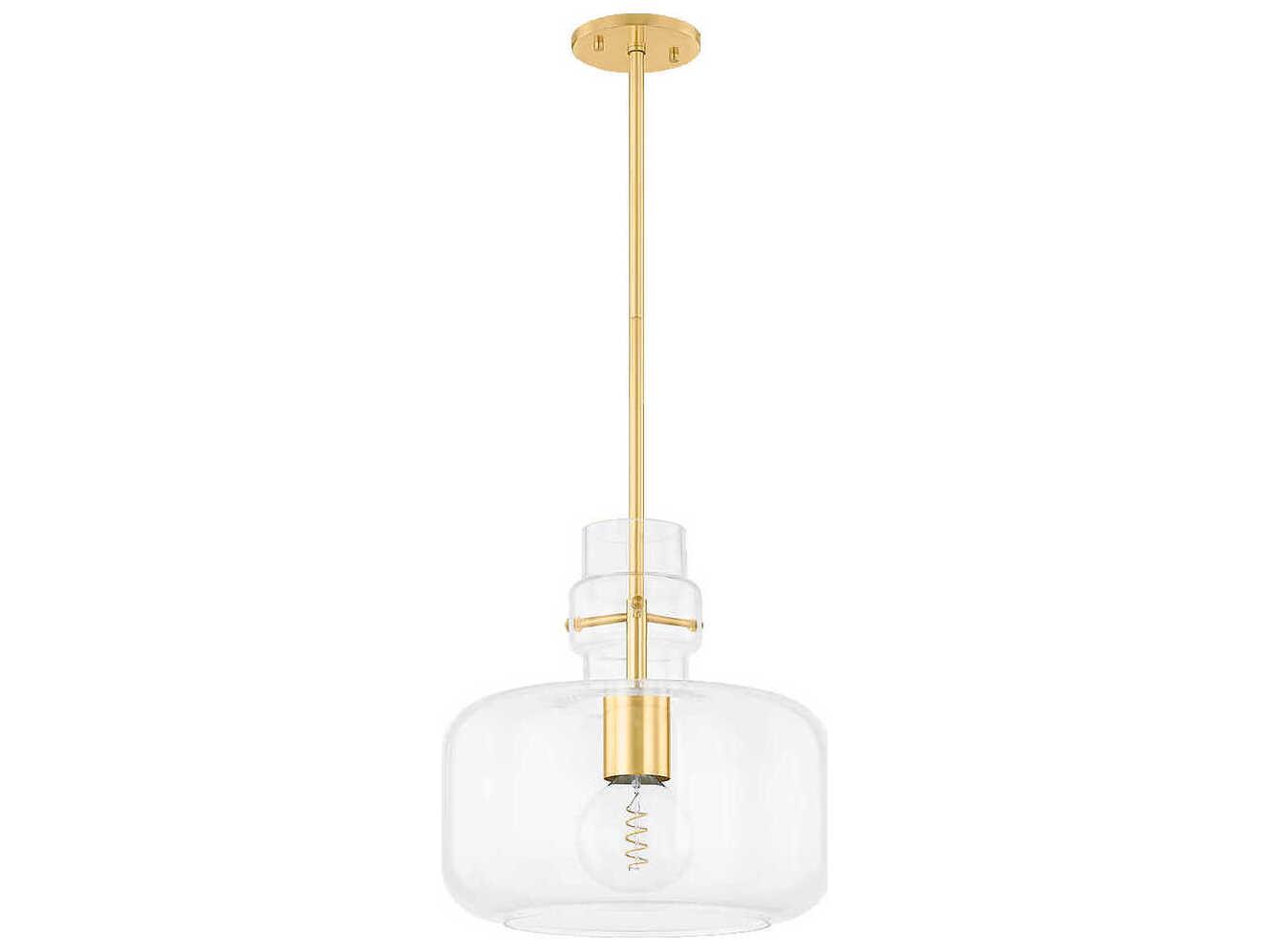 Mitzi Lumi 1-Light Aged Brass Cylinder Pendant