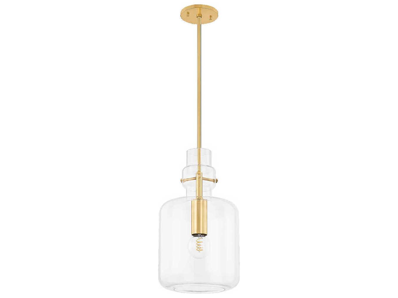 Mitzi Lumi 1-Light Aged Brass Cylinder Mini Pendant