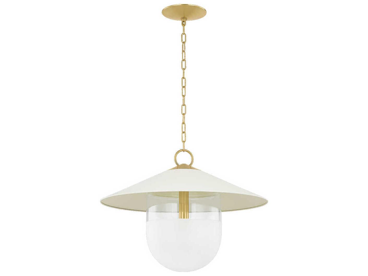 Mitzi Ressi 1-Light Aged Brass Soft Cream Bowl Pendant