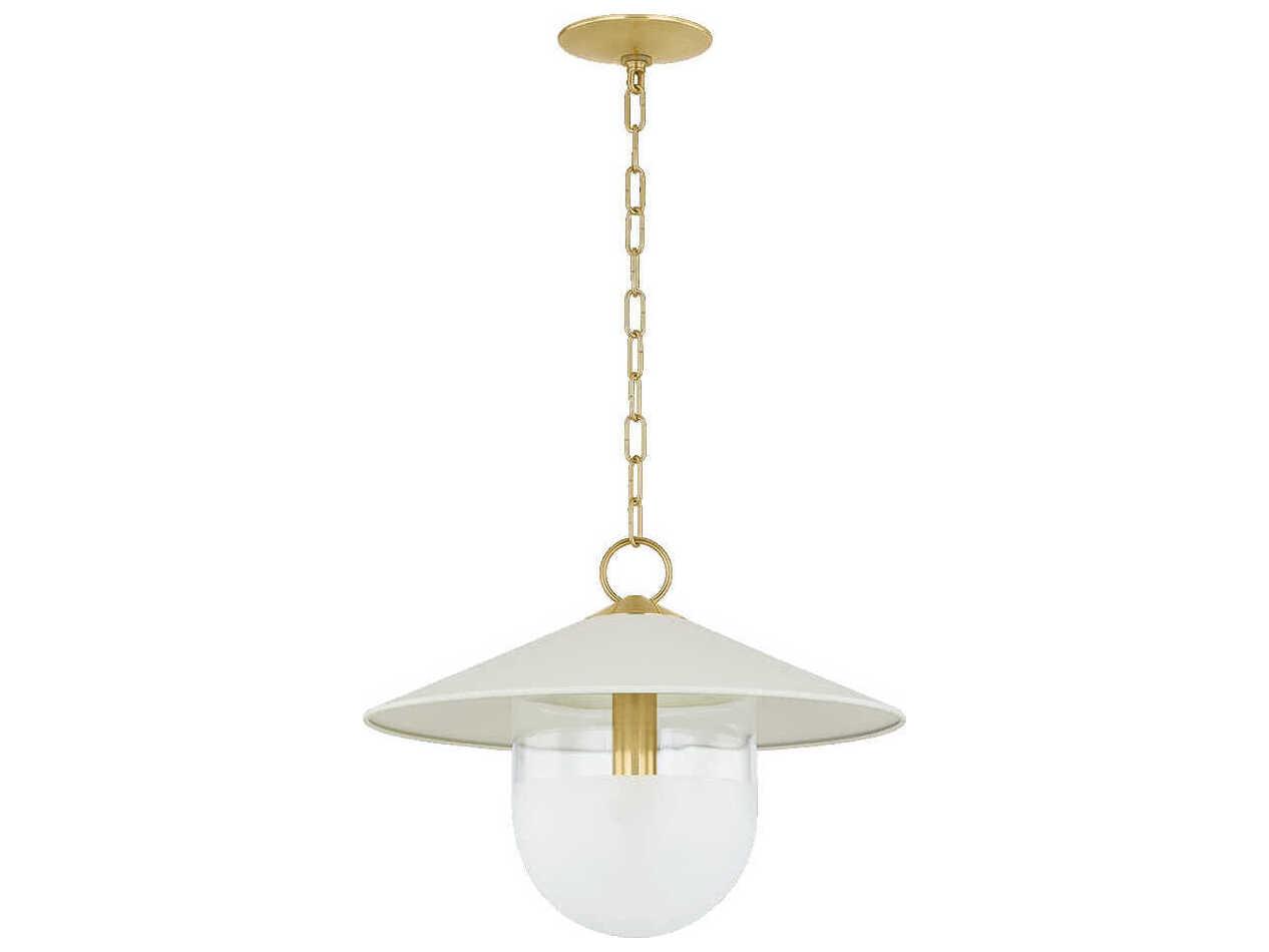 Mitzi Ressi 1-Light Aged Brass Soft Cream Bowl Pendant