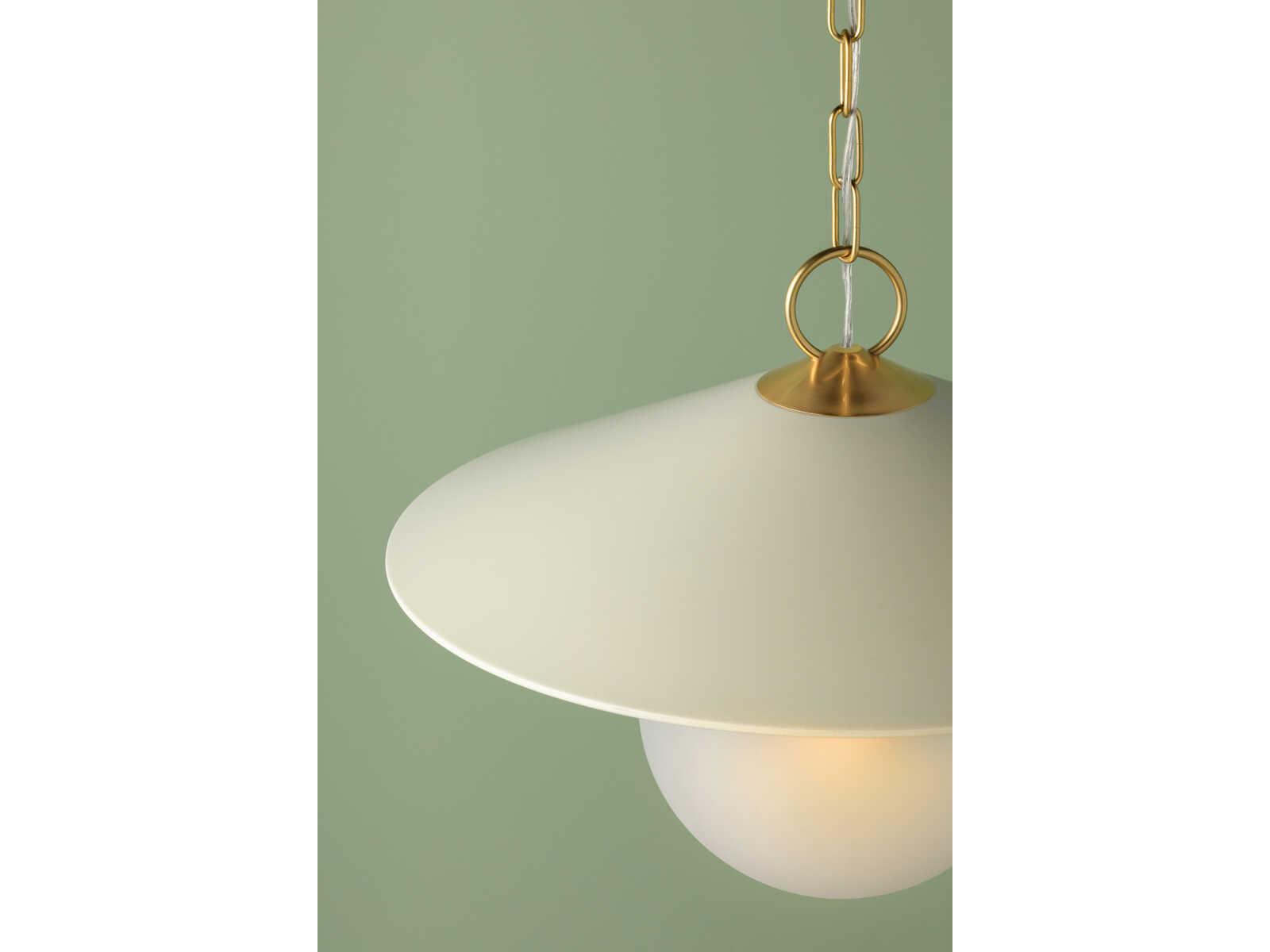 Mitzi Ressi 1-Light Aged Brass Soft Cream Bowl Pendant