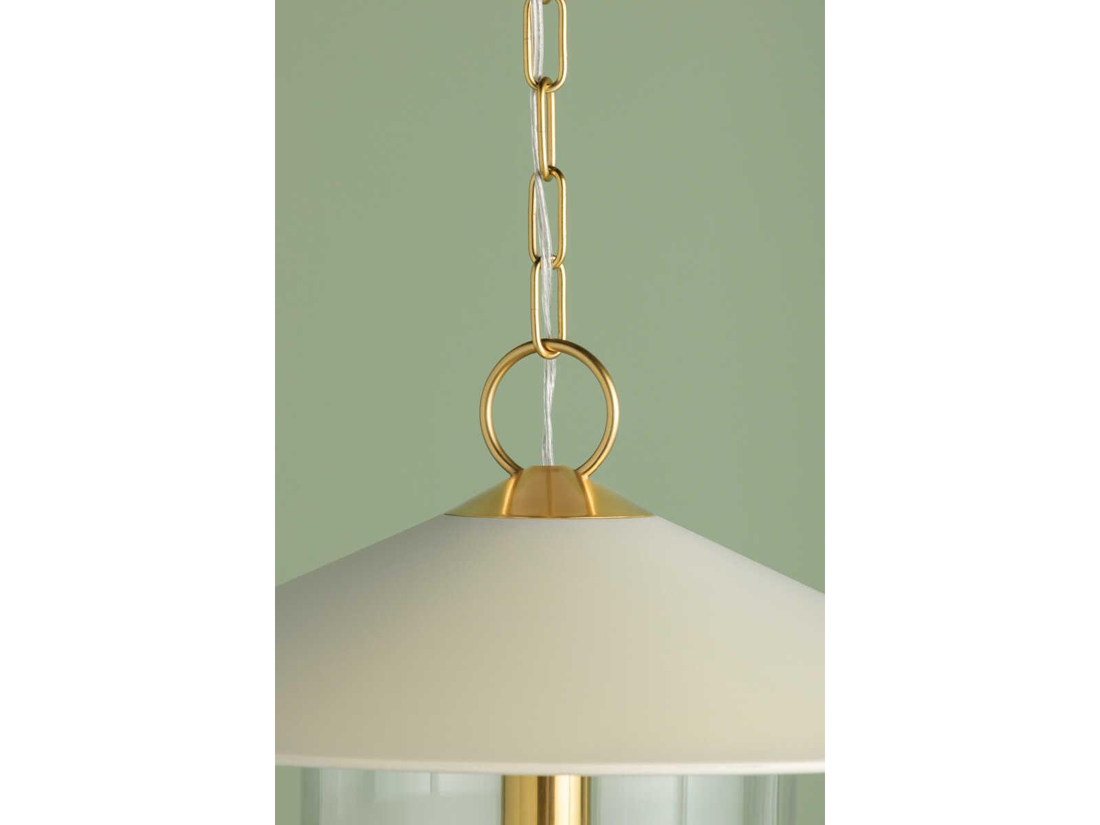 Mitzi Ressi 1-Light Aged Brass Soft Cream Bowl Pendant
