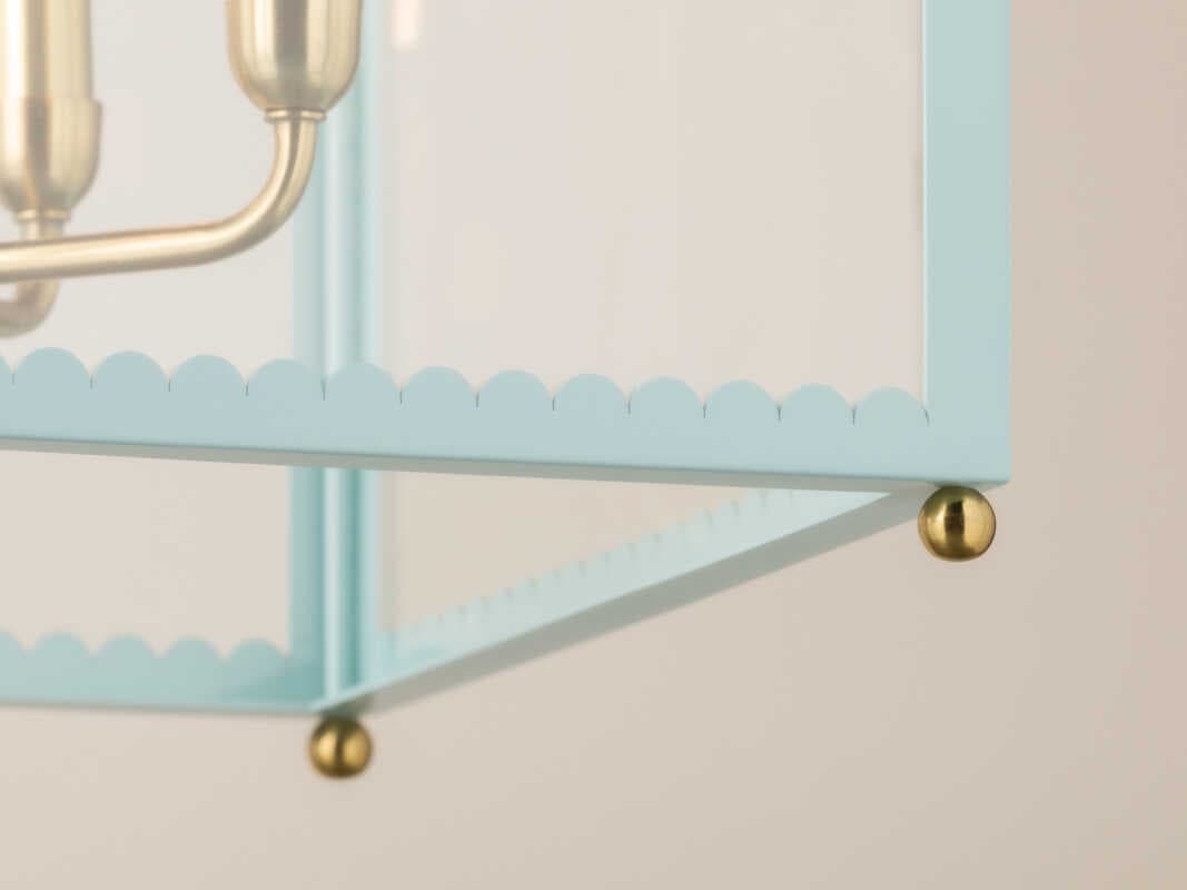 Mitzi Rosalie 4-Light Aged Brass Soft Arctic Blue Lantern Pendant
