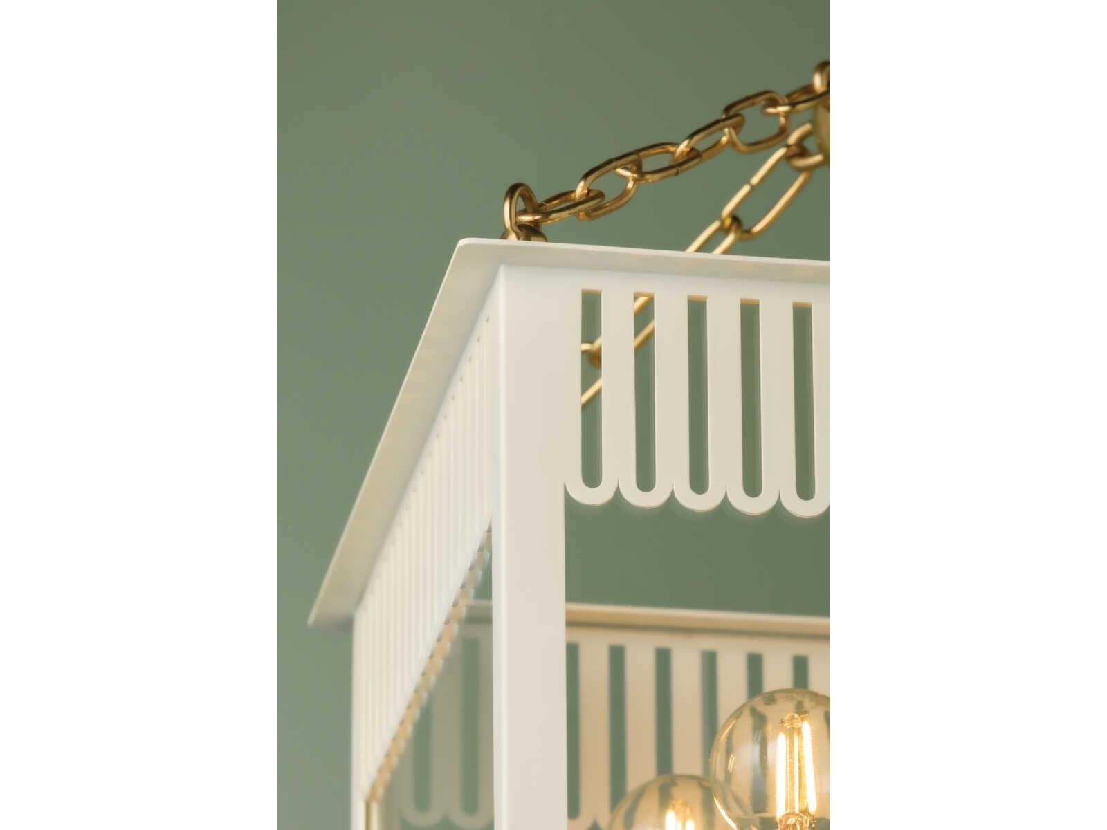 Mitzi Rosalie 4-Light Aged Brass Soft Cream Lantern Mini Pendant