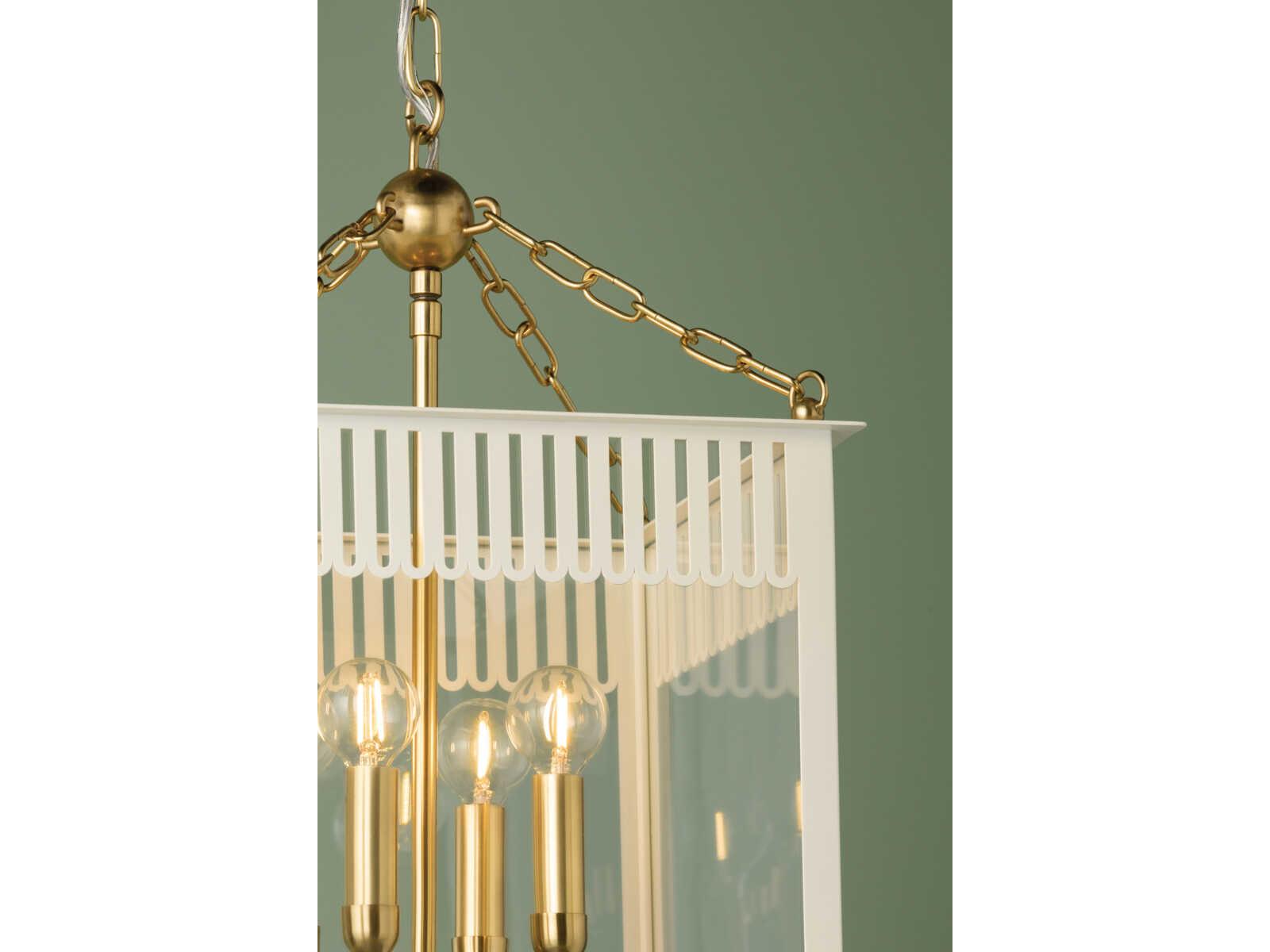 Mitzi Rosalie 4-Light Aged Brass Soft Cream Lantern Mini Pendant