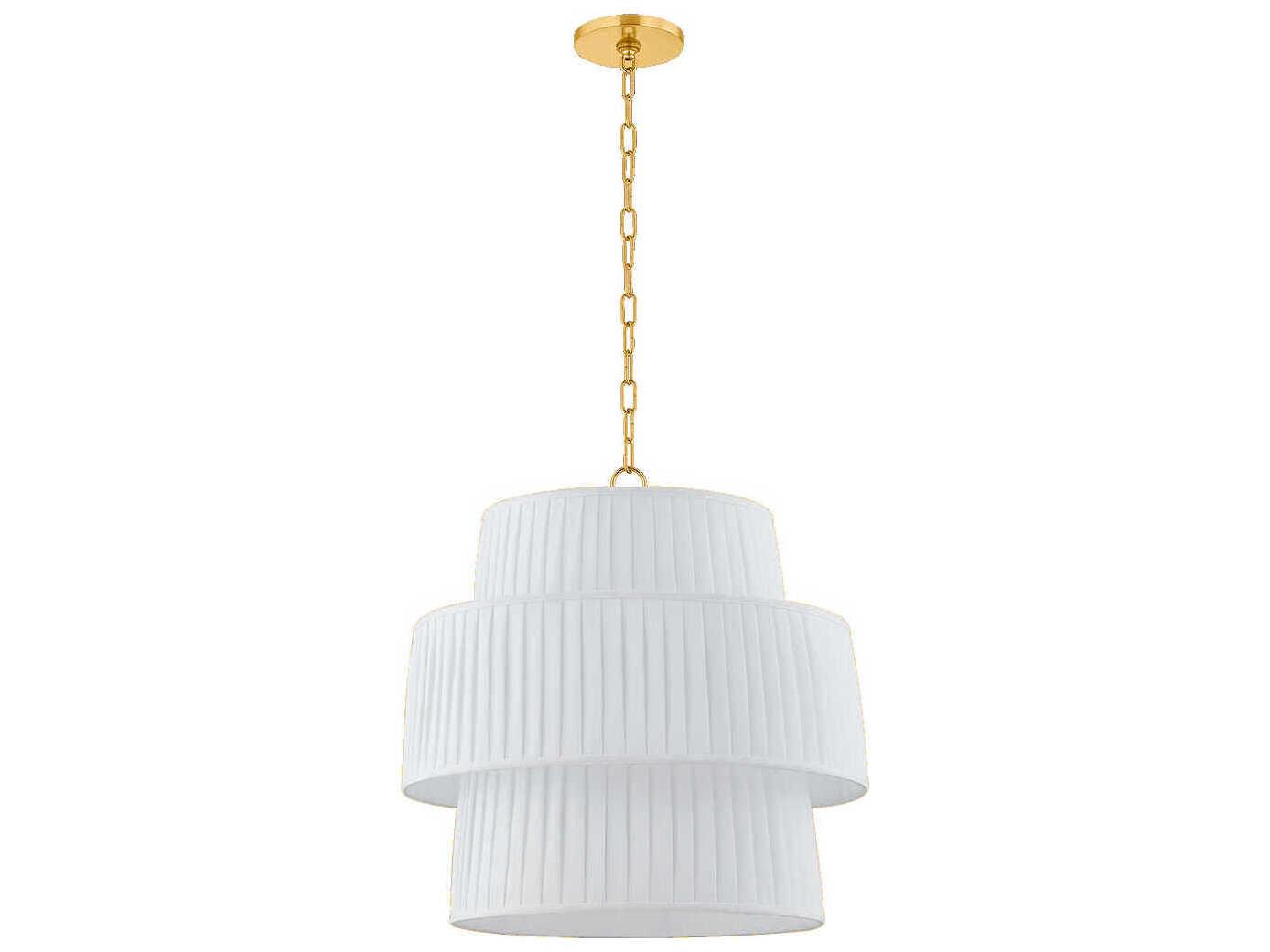 Mitzi Rya 1-Light Aged Brass White Drum Pendant