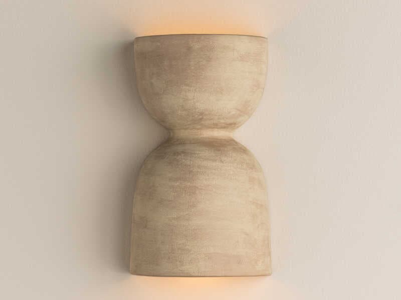 Mitzi Natalia 2-Light Aged Brass Ceramic Windy Dune Brown Wall Sconce