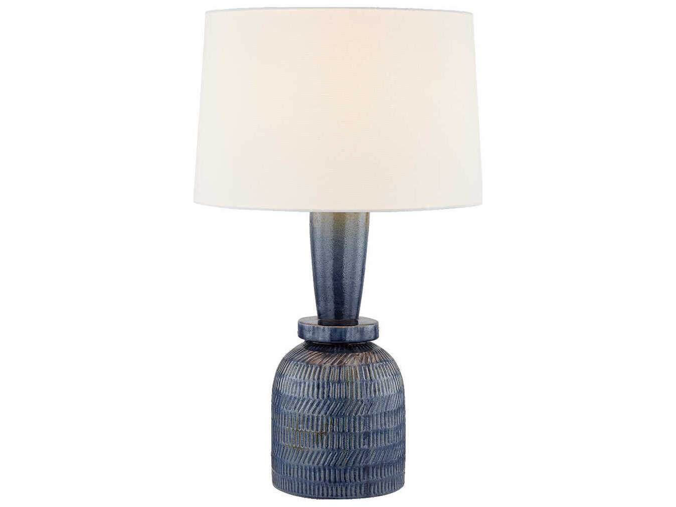 Mitzi Mandy Cheng Russo Aged Brass Ceramic Washed Cobalt White Linen Fabric Blue Buffet Lamp