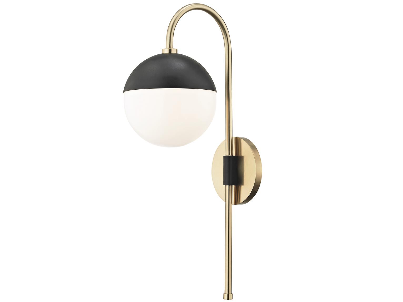 Mitzi Renee 1-Light Aged Brass Black Glass Wall Sconce