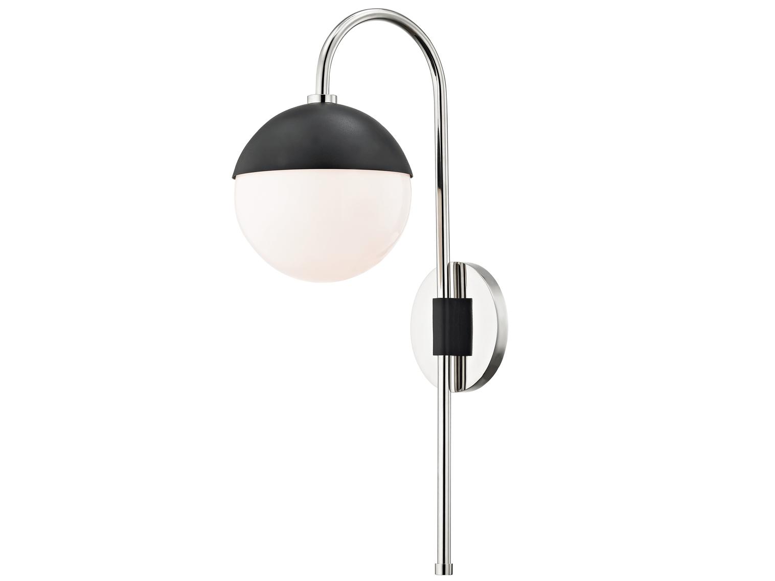 Mitzi Renee 1-Light Polished Nickel Black Glass Wall Sconce