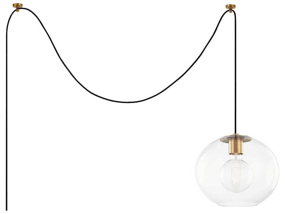 Mitzi Margot 1-Light Aged Brass Glass Globe Pendant