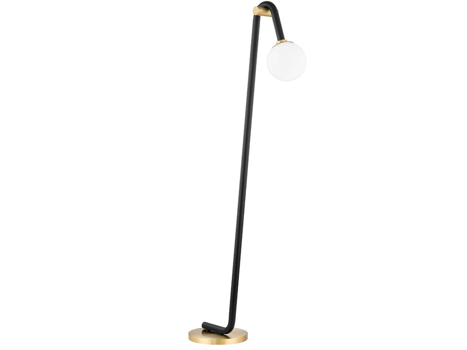 Mitzi Whit Aged Brass Black Glass Floor Lamp