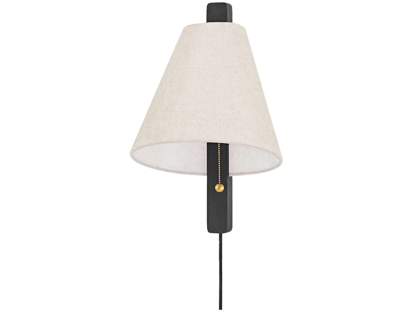 Mitzi Ellen 1-Light Aged Brass & Wood Charred Ash Wall Sconce