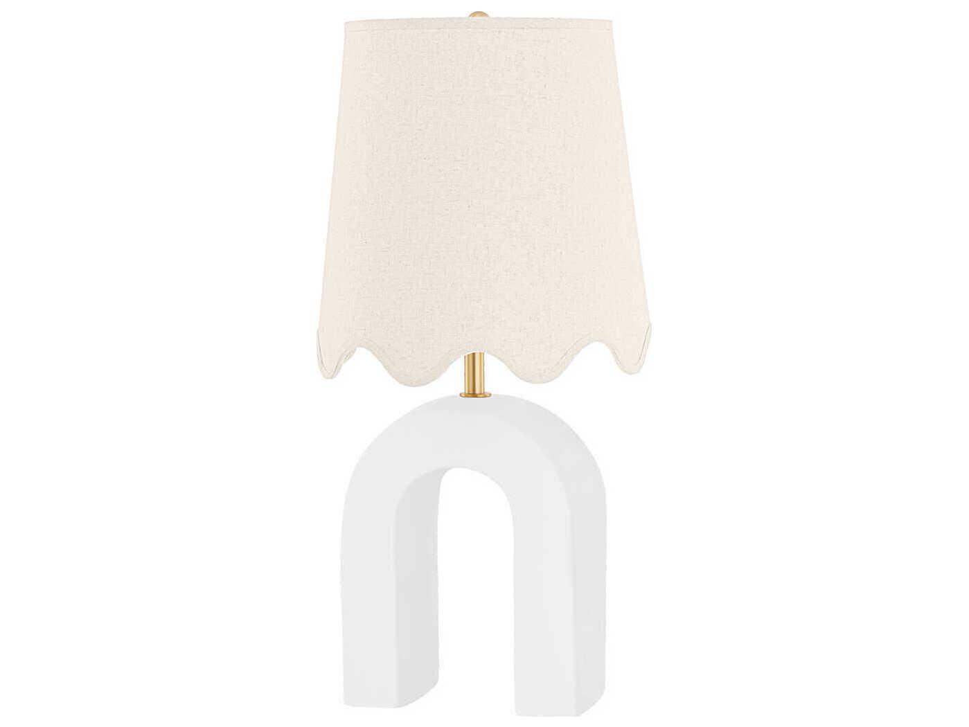Mitzi Roshani Aged Brass Ceramic Raw Matte White Table Lamp