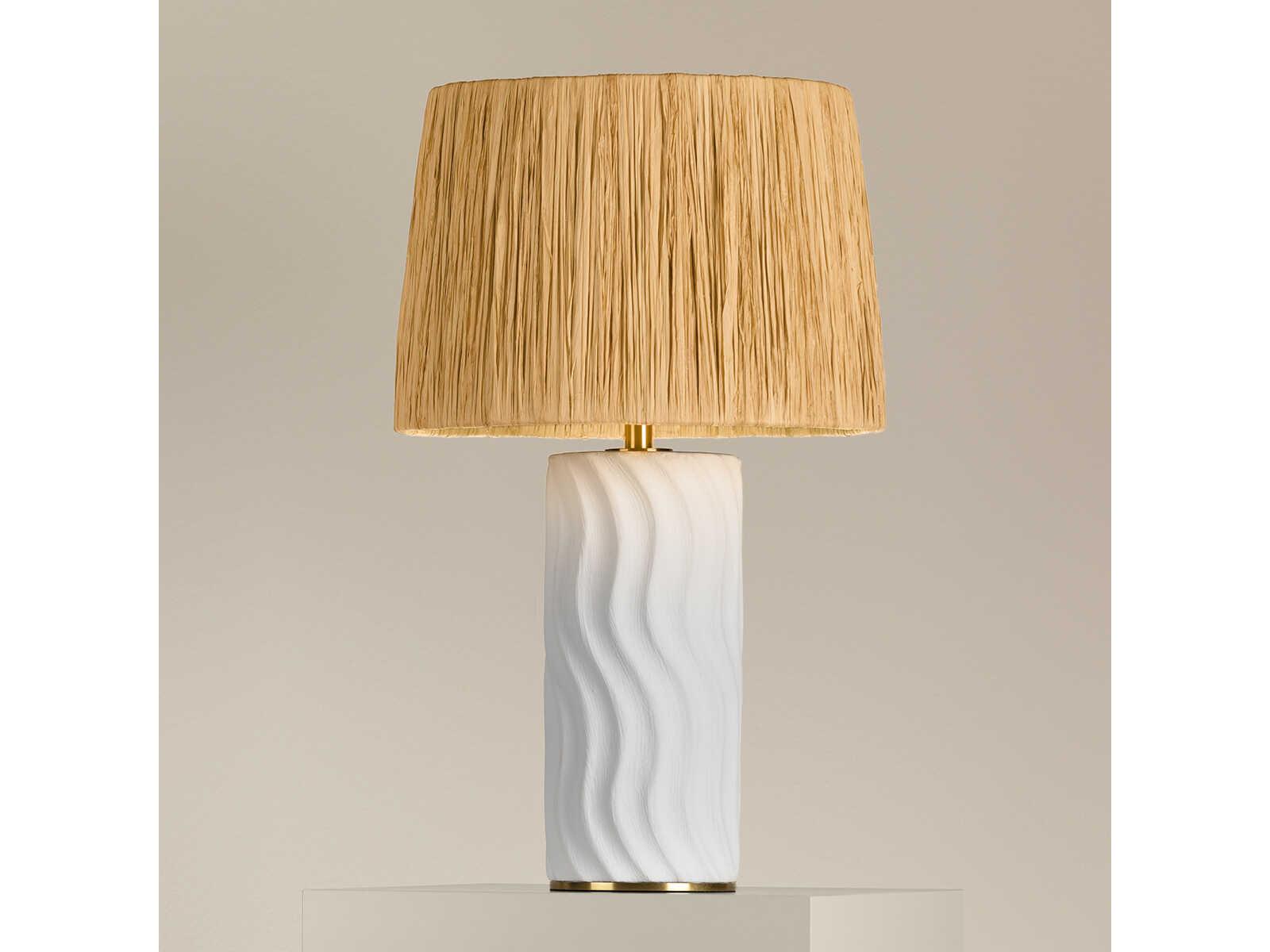 Mitzi Daniella Aged Brass Natural Raffia White Table Lamp
