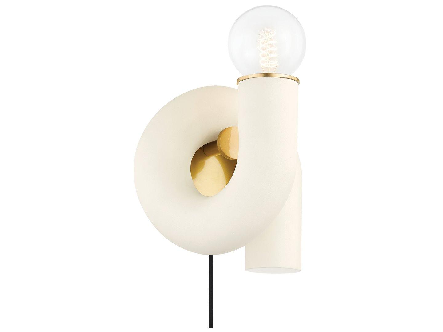 Mitzi Jolie 1-Light Aged Brass White Wall Sconce
