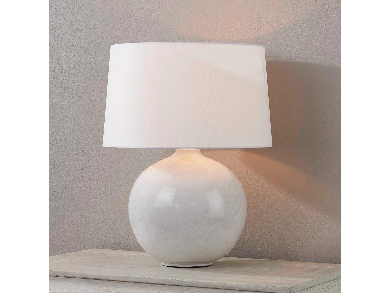 Mitzi Karina Aged Brass White Linen With Self Trim Gray Table Lamp