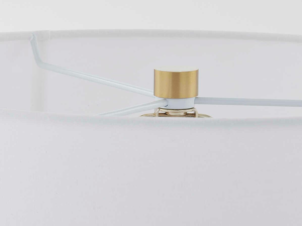 Mitzi Karina Aged Brass White Linen With Self Trim Gray Table Lamp