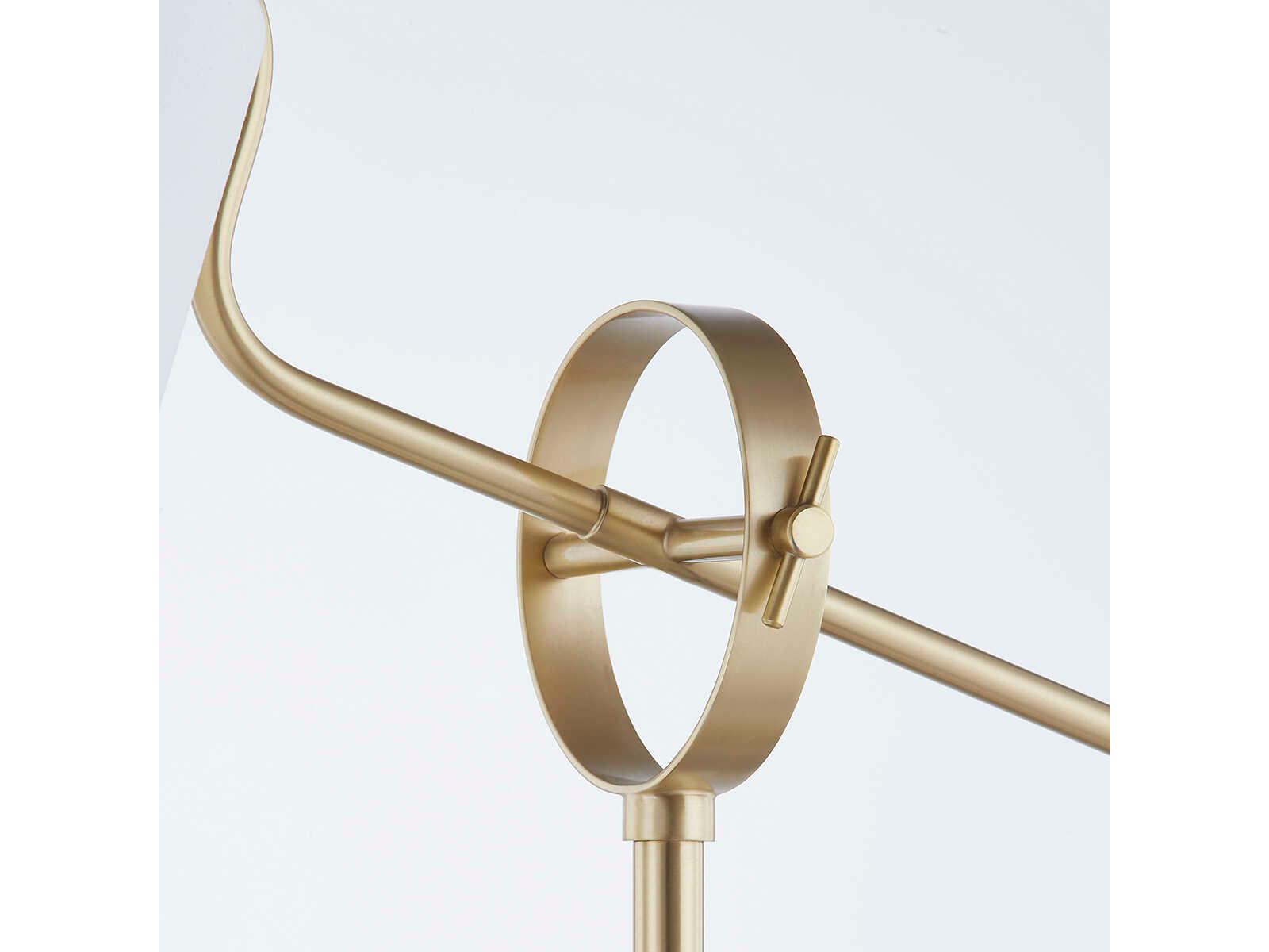 Mitzi Libby Aged Brass White Linen Floor Lamp