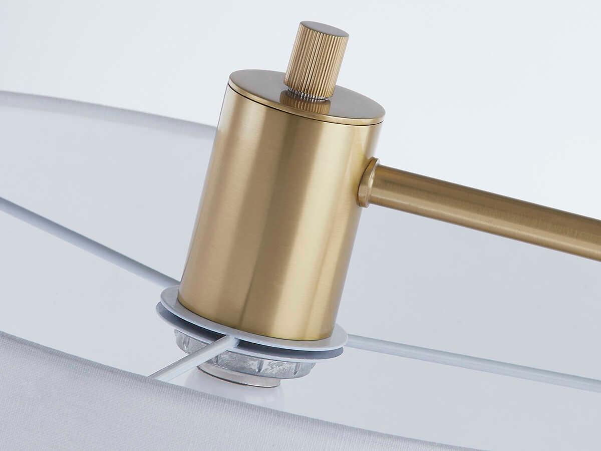 Mitzi Libby Aged Brass White Linen Floor Lamp