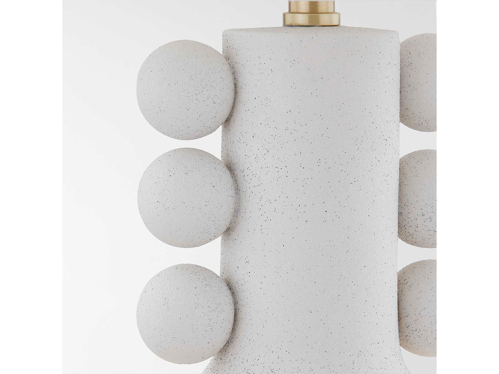 Mitzi Amalia Aged Brass White Linen Gray Table Lamp