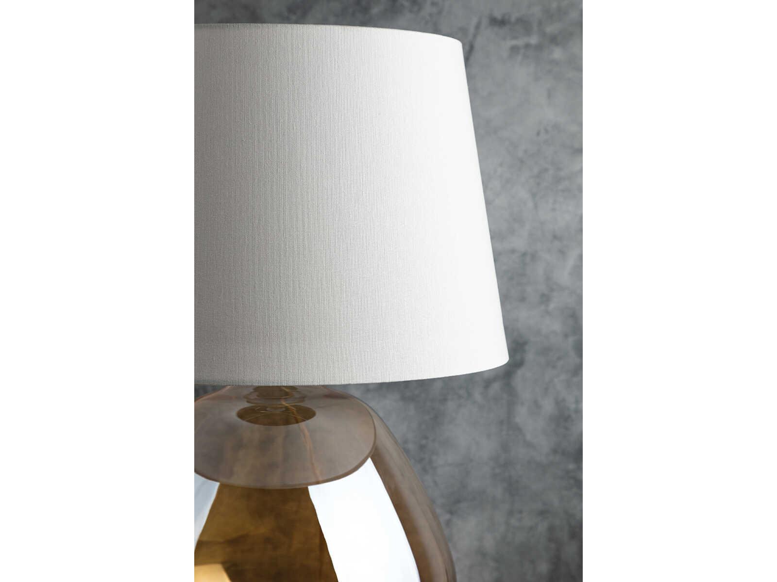 Mitzi Thea Aged Brass White Linen With Bottom Self Trim Glass Table Lamp