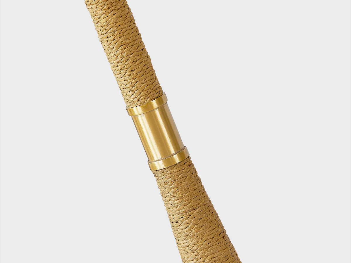 Mitzi Indie Aged Brass White Linen Floor Lamp